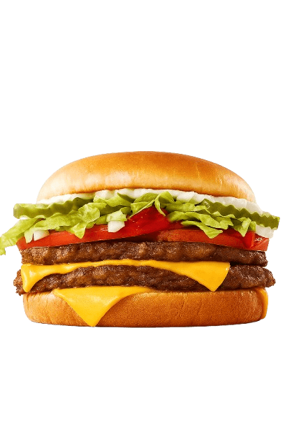 Juicy double cheeseburger with toppings