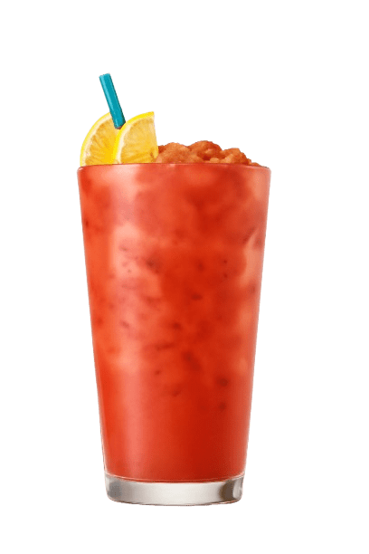 Refreshing red slush with citrus garnish