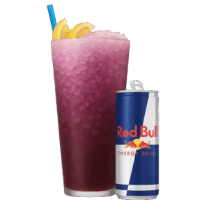 Fruity drink with Red Bull can