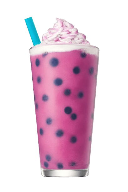 Colorful slush with whipped cream topping