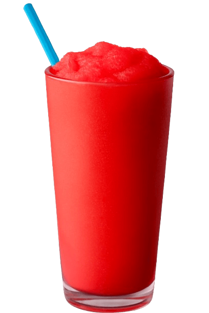Bright red slush in tall glass